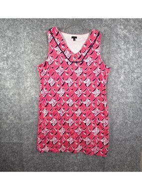 Talbot's Women's Sleeveless Shift  Dress Pink & Navy Pattern Size XL